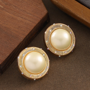 Pearl Luxury Studs Diamond Earrings Geometric French