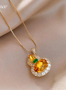 复古中国风锆石葫芦吊坠项链