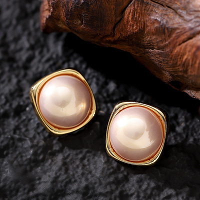 时尚精致简约几何珍珠耳钉