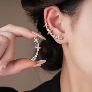 Cuffs Ear Teardrop Ons Minimalist Clip Square Zircon