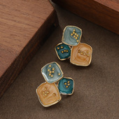 Sweet Earrings Enamel Bohemian Geometric Stud Silver Needle