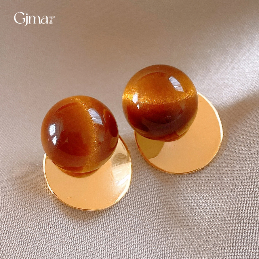 个性时尚秋冬银针树脂高级感圆形