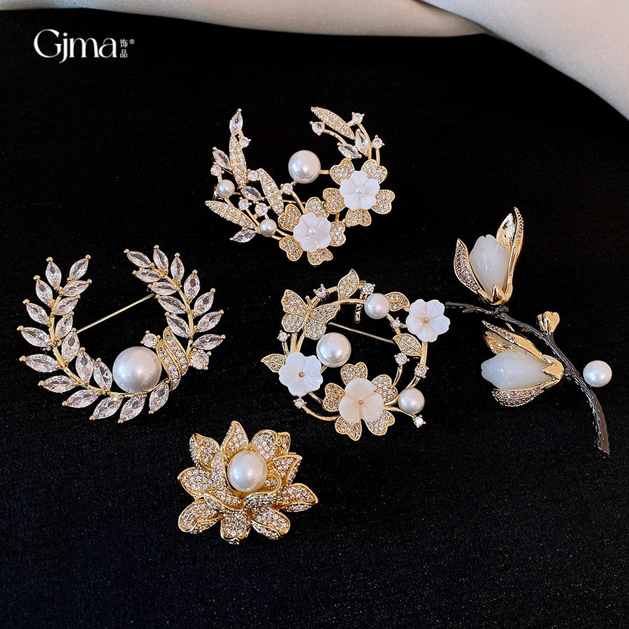 花朵珍珠宫廷风饰品气质锆石法式