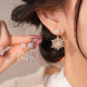 Gold Luxury Snowflake 14K Earrings Zircon Minimalist Studs