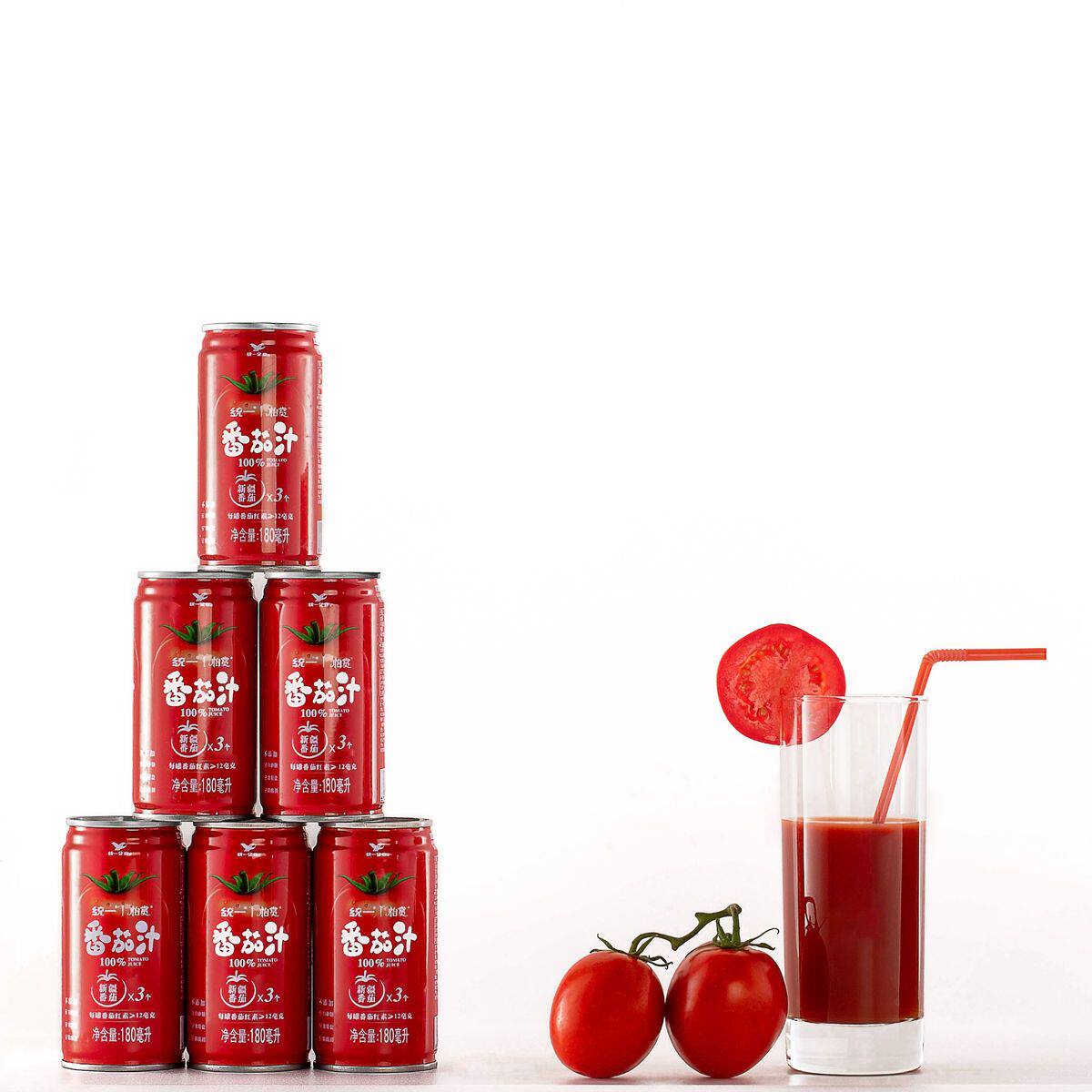 统一番茄汁180mlx6罐精选新疆番茄100%番茄汁一罐约相当于3个番茄