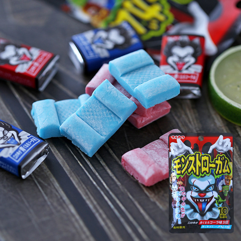日本进口丸川小丑巫师可乐苏打水果味万圣节搞怪泡泡糖口香糖糖果