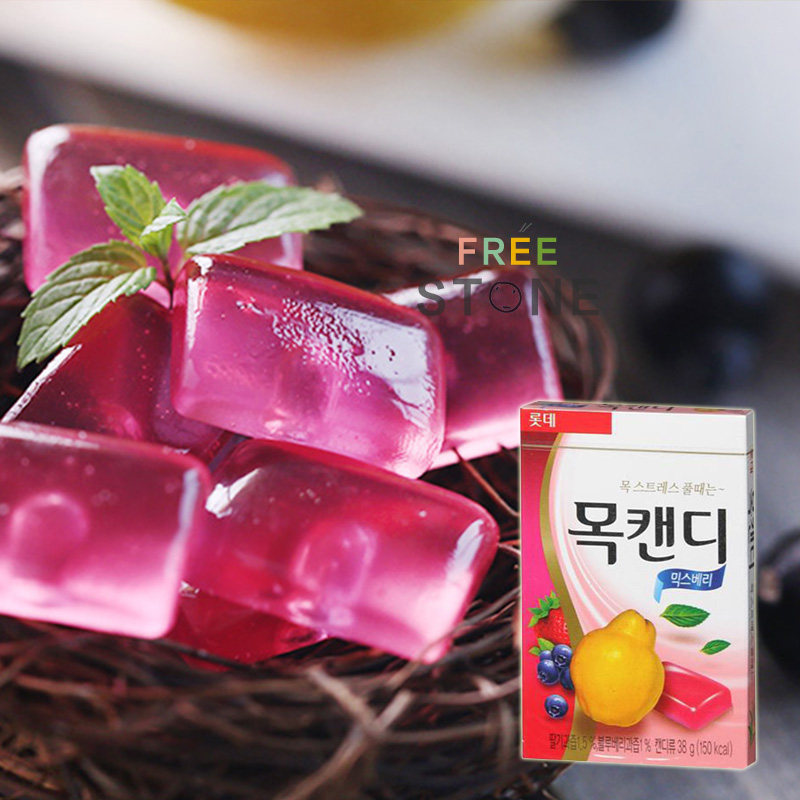 韩国进口糖果零食LOTTE乐天润喉糖柠檬草莓味38g薄荷糖果盒装