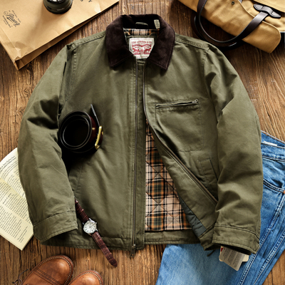 李维斯美式复古帆布男士上衣夹克