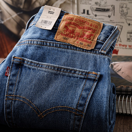 阿瞳牛社Levis李维斯505系列蓝色宽松直筒牛仔裤男中腰长裤14.3OZ