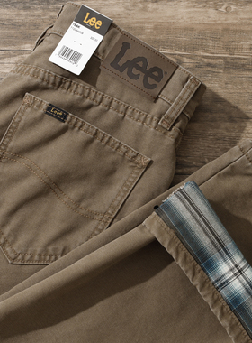 阿瞳牛社Lee美式加绒加厚休闲牛仔裤男士宽松直筒美拉德长裤秋冬