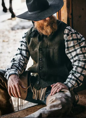 阿瞳牛社 Filson羊毛24oz重磅美产Mackinaw工装马甲黄石保暖背心