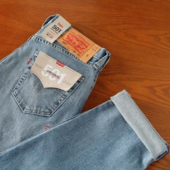 阿瞳牛社Levis李维斯501做旧水洗宽松直筒男士休闲牛仔裤12.75OZ