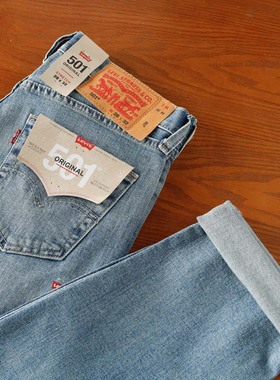 阿瞳牛社Levis李维斯501做旧水洗宽松直筒男士休闲牛仔裤12.75OZ