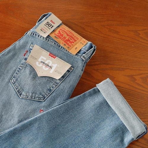 Levis李维斯501做旧水洗牛仔裤男