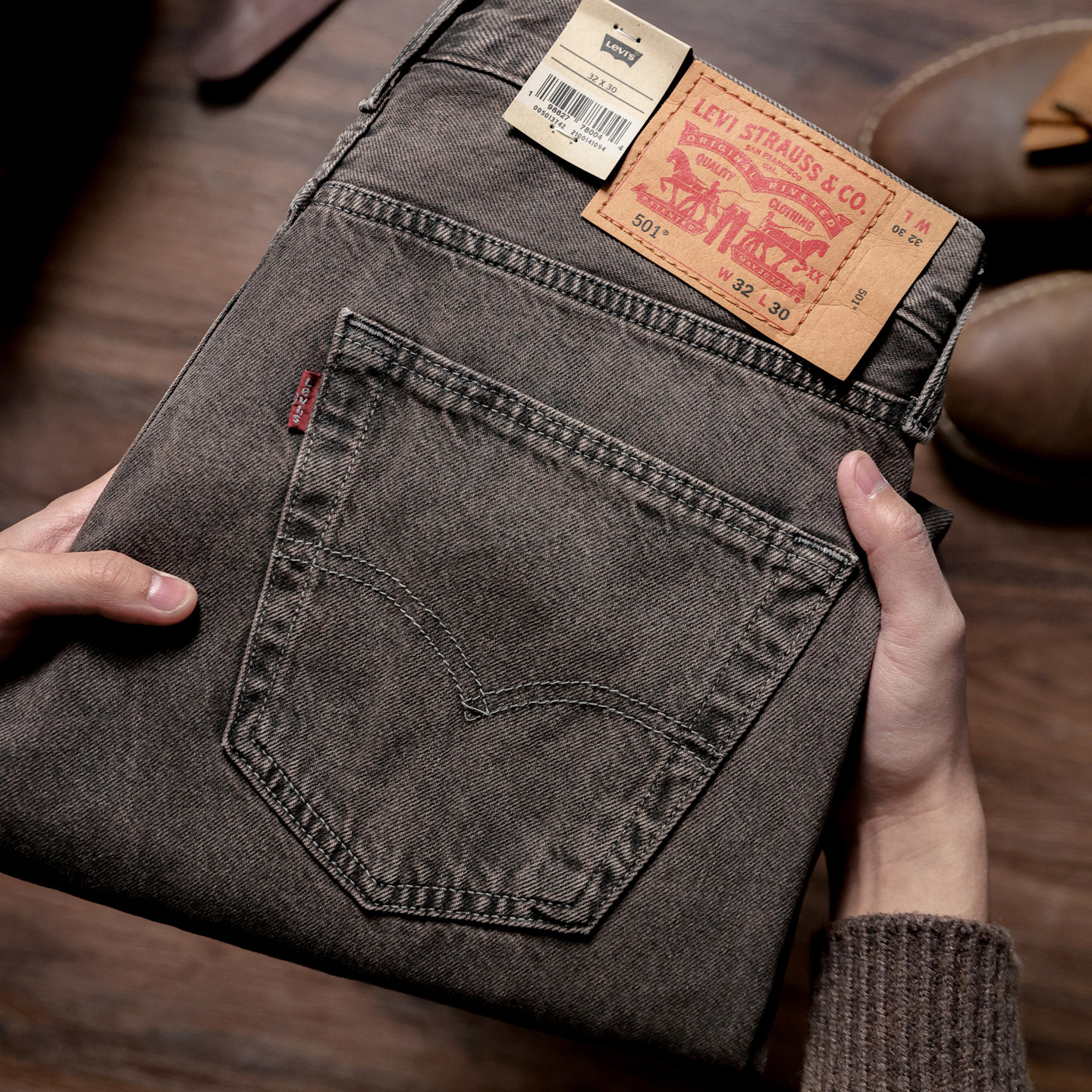 阿瞳牛社 Levis李维斯501系列牛仔裤男士深灰色休闲直筒中腰长裤