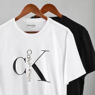 Calvin 圆领CK百搭纯色上衣夏季 Klein男士 T恤经典 短袖 阿瞳牛社