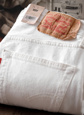 阿瞳牛社Levis李维斯501系列白色中腰直筒牛仔裤男休闲长裤13.5OZ