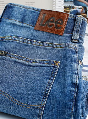 阿瞳牛社Lee运动系列直筒锥形牛仔裤男士弹力舒适休闲长裤2015042