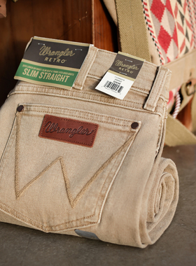 阿瞳牛社  Wrangler威格RETRO系列低腰修身直筒牛仔裤男休闲做旧