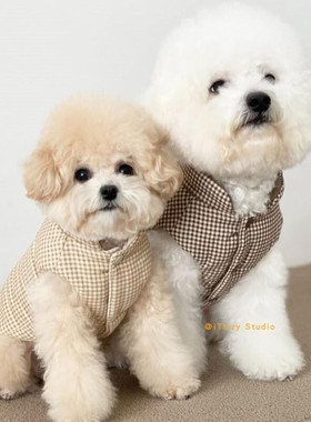 [现货]韩国bonjourtou-tou秋冬格纹100%棉双面双色马甲宠物通用