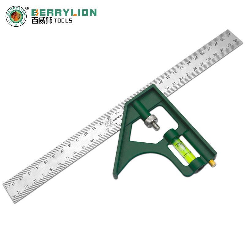 百威狮不锈钢多功能组合角尺45度直角拐尺90度加厚L型角度木工测