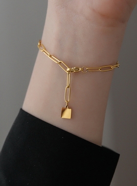 金色感ins风链条方牌手链