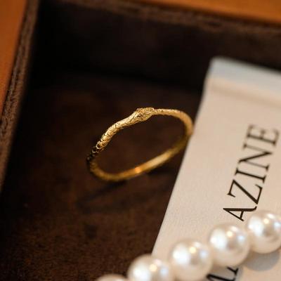 不掉色小蛇戒指小众设计感