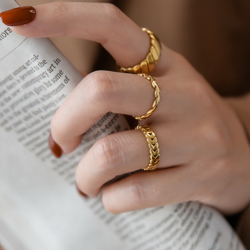 ins夸张麦穗戒指小众日式不掉色