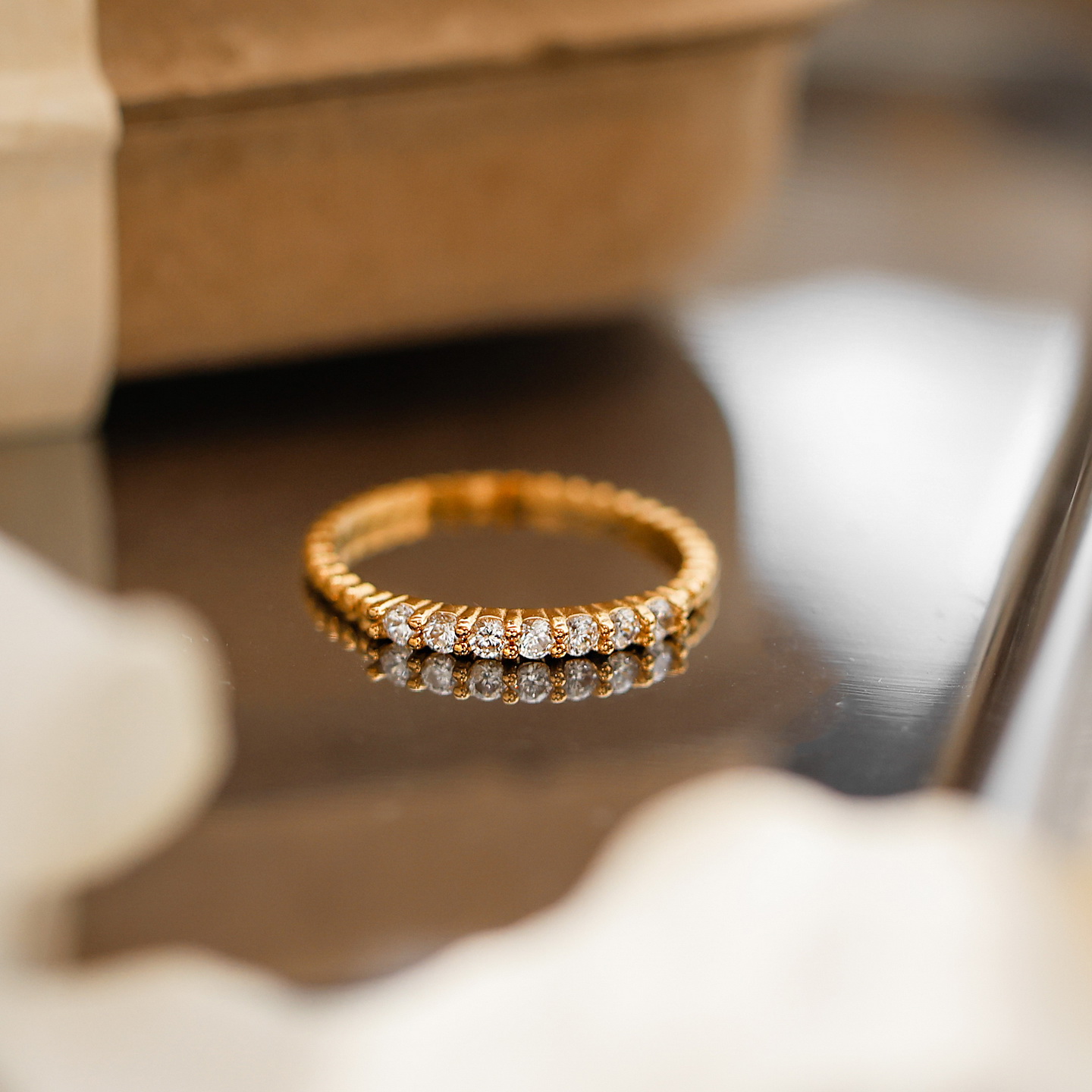 不掉色高品质微镶叠戴戒指