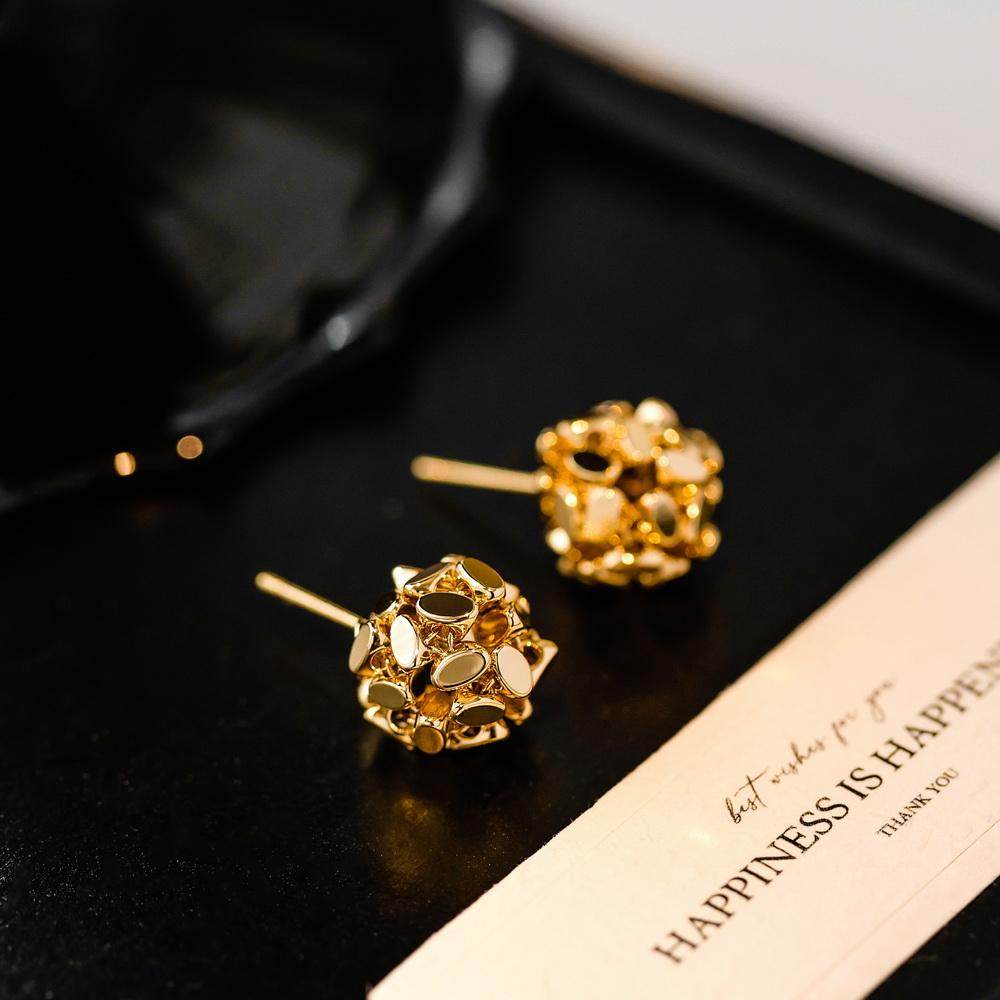 高品质~爆闪金色亮片编织球球耳钉小众设计高级感925银针耳环新款,饰品/流行首饰/时尚饰品新,耳钉,淘宝优惠券,粉丝福利购,淘宝优惠卷