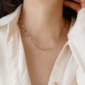 不掉色 酷girl银色链条花纹项链女锁骨链颈链百搭个性 休闲卫衣T恤