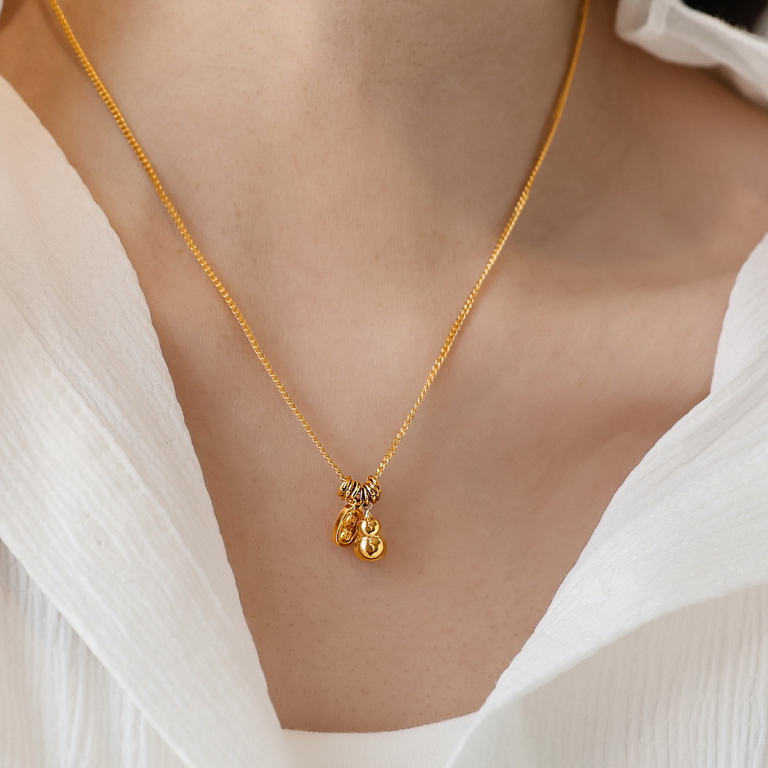 新中式不掉色葫芦吊坠项链