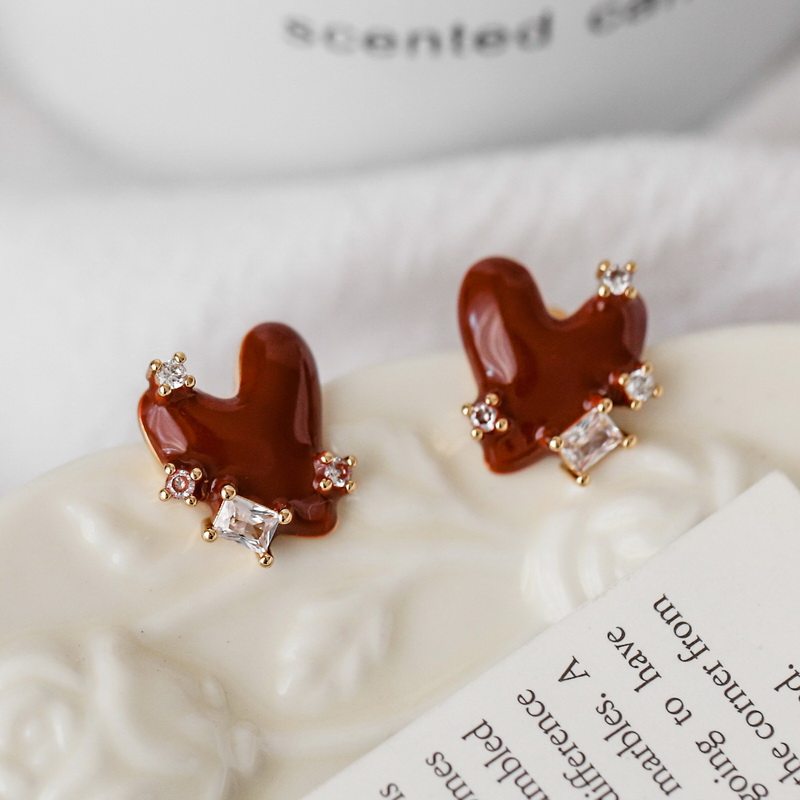 高级感设计红色锆石爱心耳钉女耳环耳饰纯银耳针轻奢结婚礼物,饰品/流行首饰/时尚饰品新,耳钉,淘宝优惠券,粉丝福利购,淘宝优惠卷