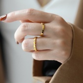 轻奢小众简约个性 水晶蜂巢金色戒指女时尚 百搭小众ins风潮不掉色