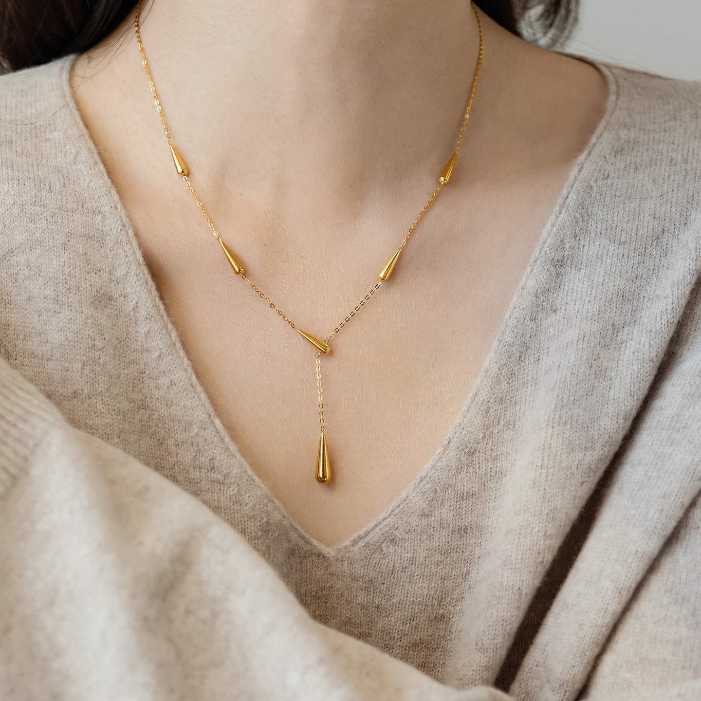 不掉色~轻奢设计感小众水滴项链