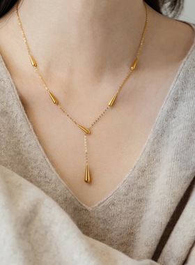 不掉色~轻奢设计感小众水滴项链