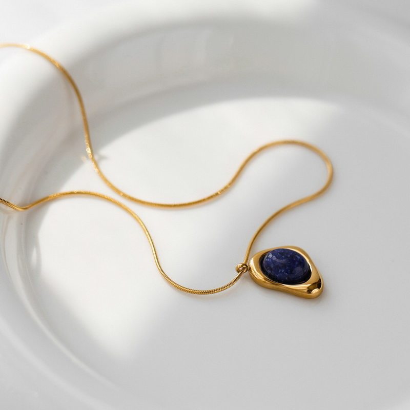 不掉色~天然石青金石手工项链叠戴夏小众复古高级感轻奢饰品礼物