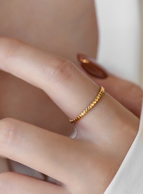 轻奢极简小豆豆金色细戒指