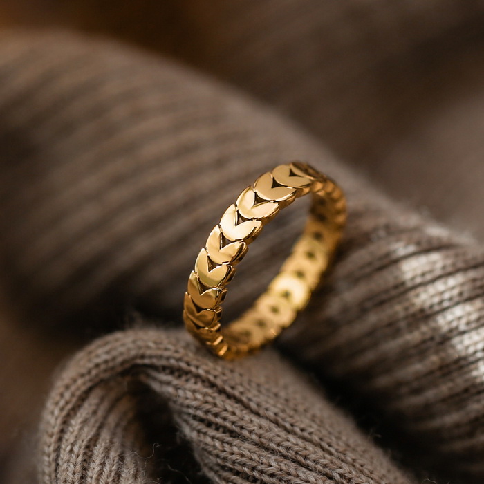 不掉色欧美复古金色树叶戒指女高级感冷淡风个性小众情人节礼物