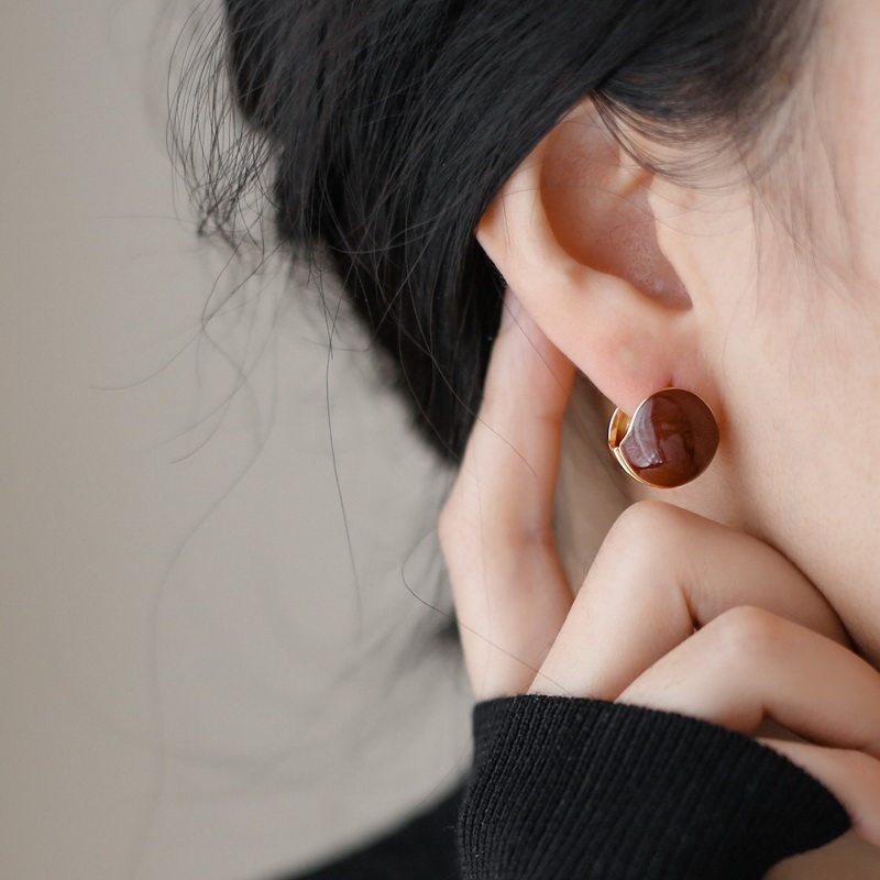 高品质~酒红镀金圆球双面耳扣女耳环耳饰小众轻奢复古气质结婚,饰品/流行首饰/时尚饰品新,耳环,淘宝优惠券,粉丝福利购,淘宝优惠卷