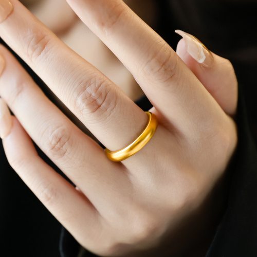 新中式古法金色磨砂百福女戒