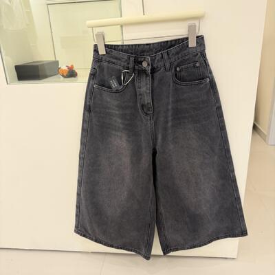 2026春夏黑牛仔裤韩简约百搭显瘦牛仔裤女宽松直筒阔腿七分裤女