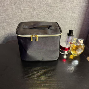 出口欧美 黑色手提箱式化妆包收纳包多分层结构洗漱包桌面整理包