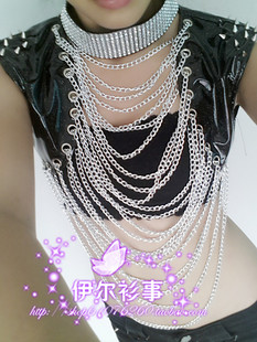 新款领舞服男女歌手摇滚ds演出服嘻哈街舞马甲铆钉披肩上衣