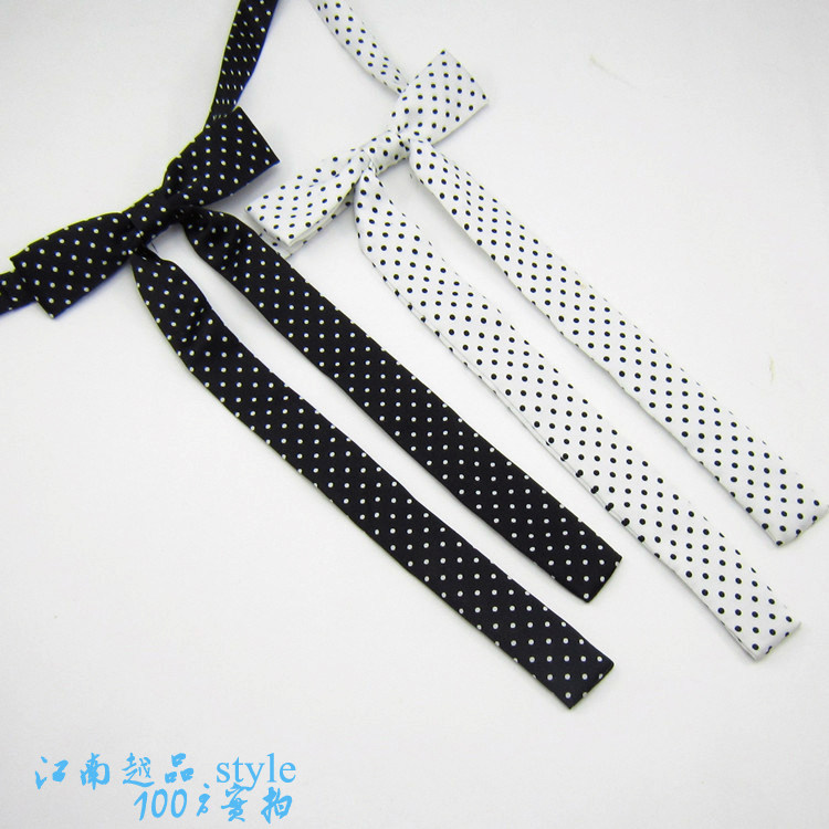 一件包邮潮流女士生蝴蝶结领花飘带韩版领结波点小圆点黑白色