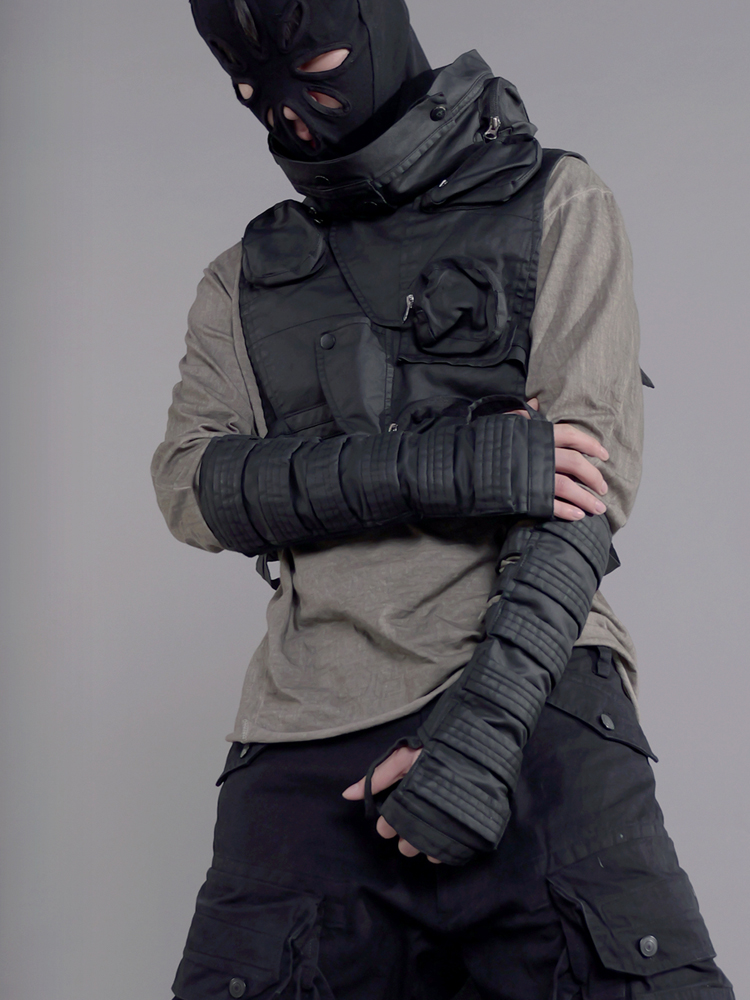 机能废土镂空蜡面纯棉袖套手套