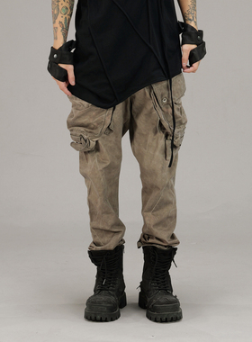 CHAUNK先锋废土沙丘机能扎染做旧多口袋JUL炮弹裤工装休闲裤男潮