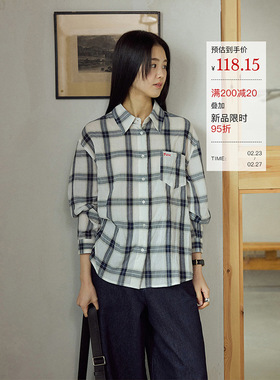 时AG 格纹腔调 复古慵懒松弛感显瘦格子衬衫2026春新款衬衣60196