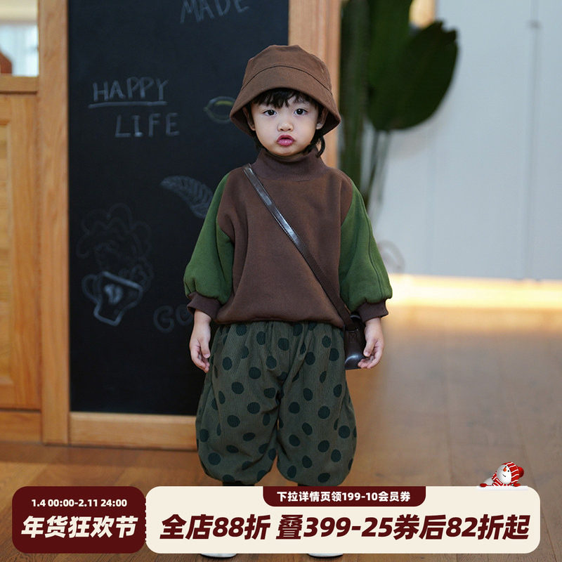 砚台家韩版男童半高领卫衣儿童薄绒幼童套头衫女童洋气拼色秋冬款,童装/婴儿装/亲子装,卫衣/绒衫,淘宝优惠券,粉丝福利购,淘宝优惠卷