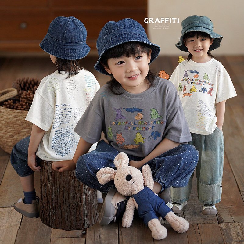 砚台家童装男童印花短袖T恤夏装上衣宝宝圆领帅气衣服小儿童体恤